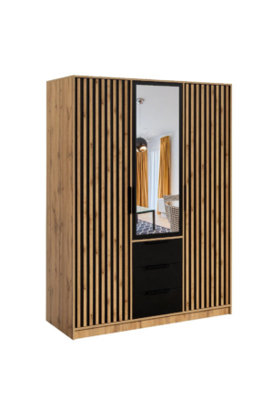 Šatní skříň Bali Lux D3 v bílé barvě s zrcadlem