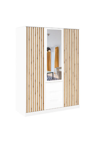 Šatní skříň Bali Lux D3 v bílé barvě s zrcadlem