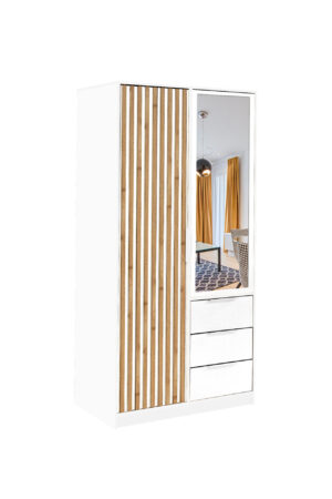 Šatní skříň Bali Lux D2 v bílé barvě se zrcadlem