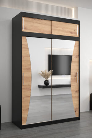 Šatní skříň Abi Mo s nástavcem v černé barvě