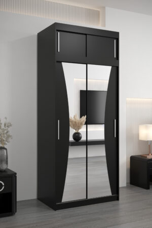 Šatní skříň Abi Mo s nástavcem v černé barvě