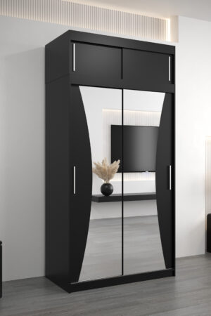 Šatní skříň Abi Mo s nástavcem v černé barvě