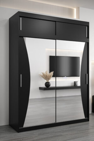 Šatní skříň Abi Mo s nástavcem v černé barvě