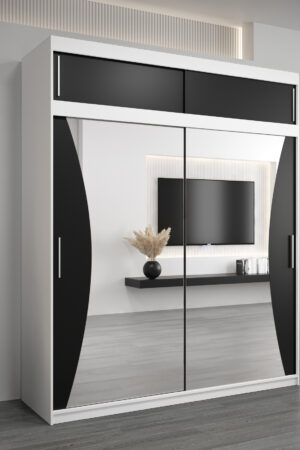 Šatní skříň Abi Mo s nástavcem v bílé barvě.