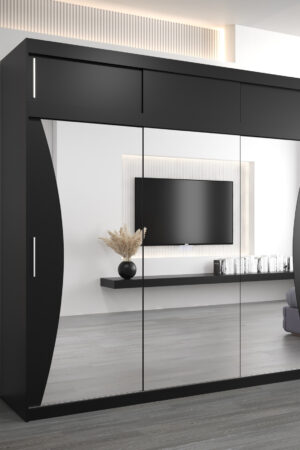 Šatní skříň Abi Mo s nástavcem v černé barvě