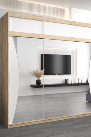 Šatní skříň Abi Mo v dub sonoma s bílými dveřmi