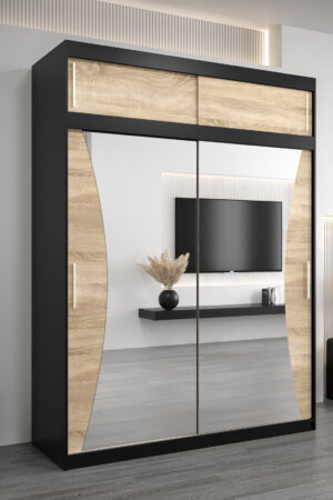 Šatní skříň Abi Mo s nástavcem v černé barvě