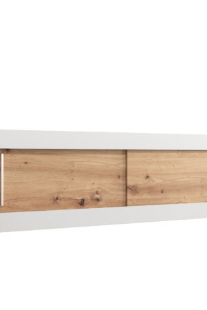 Nástavec na skříň Abi v bílé barvě s dubovými dveřmi