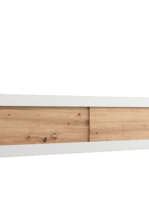 Nástavec na skříň Abi v bílé barvě s dubovými dveřmi.