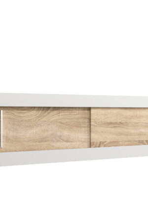 Nástavec na skříň Abi v bílé barvě s dubovými dveřmi