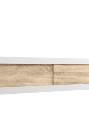 Nástavec na skříň Abi v bílé barvě s dubovými dveřmi