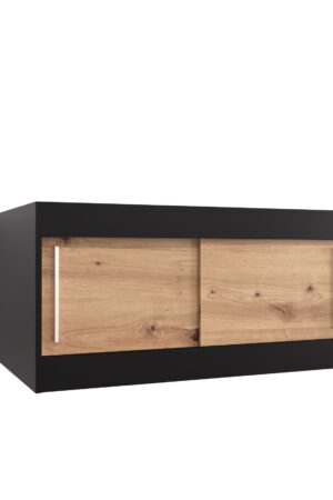 Nástavec na skříň Abi v černé barvě s dveřmi dub artisan