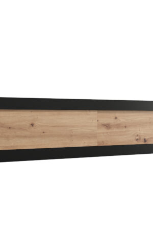 Nástavec na skříň Abi v černé barvě s dubovými dveřmi