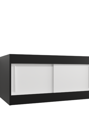 Nástavec na skříň Abi v černé barvě s bílými dveřmi