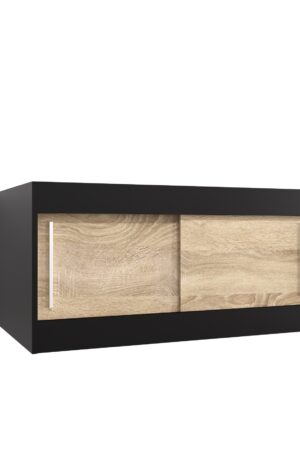 Nástavec na skříň Abi v černé barvě s dubovými dveřmi