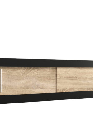 Nástavec na skříň Abi v černé barvě s dubovými dveřmi