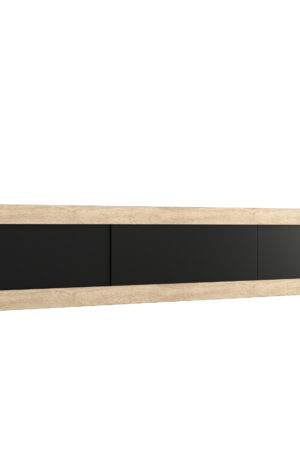 Nástavec na skříň Abi v dubu Sonoma s černými dveřmi