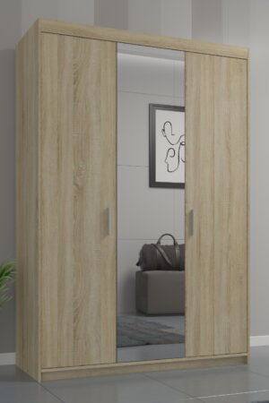 Šatní skříň Elena 3D se zrcadlem v bílé barvě