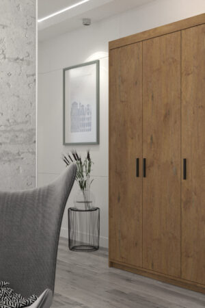 Šatní skříň Elena 3D se zrcadlem v bílé barvě