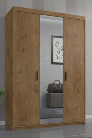 Šatní skříň Elena 3D se zrcadlem v bílé barvě