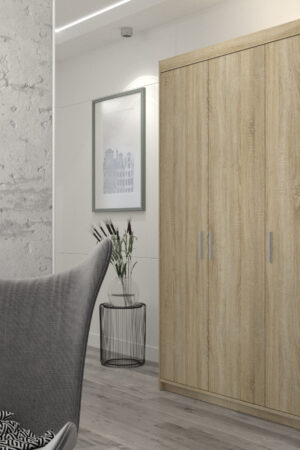 Šatní skříň Elena 3D se zrcadlem v dubu lefkas