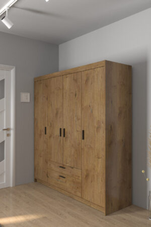 Šatní skříň Elena 4D bílá se zrcadlem