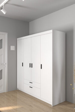 Šatní skříň Elena 4D bílá se zrcadlem