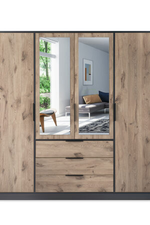 Šatní skříň Lati D4 s moderním designem a zrcadly