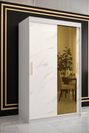 Šatní skříň Abi Golden T2 s bílým mramorem a zrcadlem