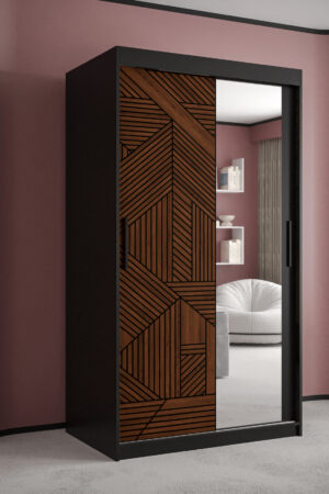 Šatní skříň Abi Marsylia 2 s černým korpusem a zrcadlem