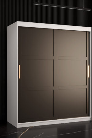 Šatní skříň Abi Ramiro 1, bílá, 150 cm, černé dveře