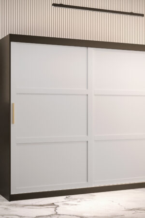 Šatní skříň Abi Ramiro 1 v černé barvě s bílými dveřmi