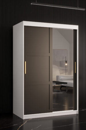 Šatní skříň Abi Ramiro 2 s bílým korpusem a černými dveřmi.