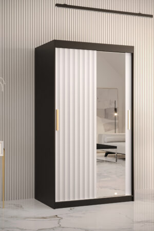 Šatní skříň Abi Riflo Wave 2 se zrcadlem v bílé barvě