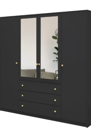 Šatní skříň Siena D4 v bílé barvě s zrcadly