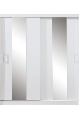 Šatní skříň Duca II 200 v bílé barvě se zrcadly