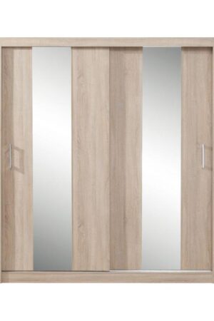 Šatní skříň Duca II 200 v bílé barvě se zrcadly