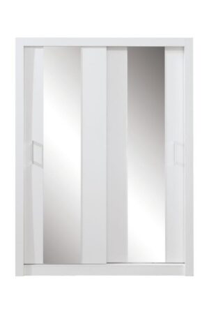 Bílá šatní skříň Duca III s posuvnými dveřmi a zrcadly