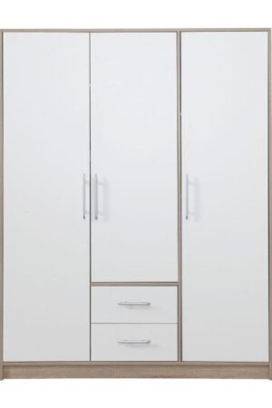 Šatní skříň Smart SR2 s zrcadlem v dub sonoma a bílé barvě