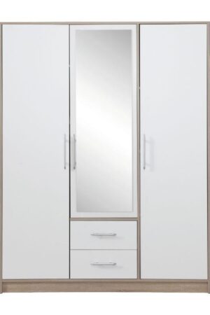 Šatní skříň Smart SR2 s zrcadlem v dub sonoma a bílé barvě