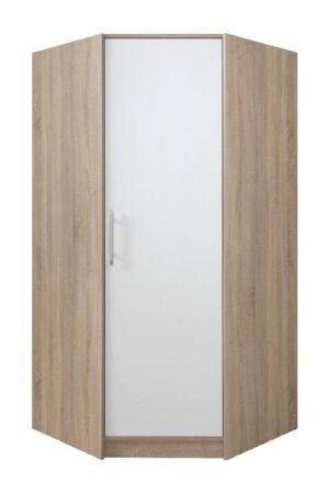 Rohová šatní skříň Smart SR4 v dub sonoma a bílé barvě