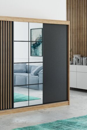 Šatní skříň Rocco s posuvnými dveřmi a zrcadlem