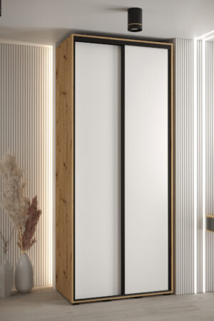 Šatní skříň Cannes 1 s bílým korpusem a černými dveřmi