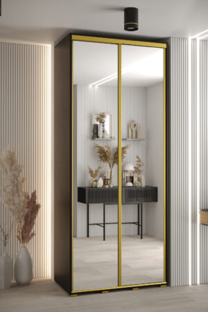 Bílá šatní skříň Cannes 2 s zrcadlovými dveřmi