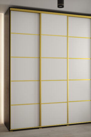 Šatní skříň Cannes 4 - bílá s dub-artisan dveřmi