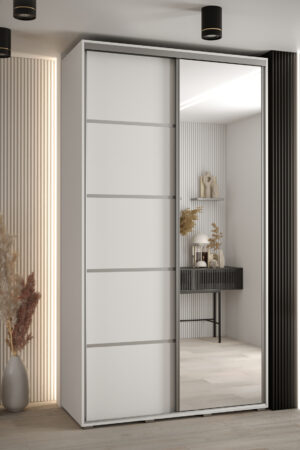 Šatní skříň Cannes 5 s bílým korpusem a dubovými dveřmi