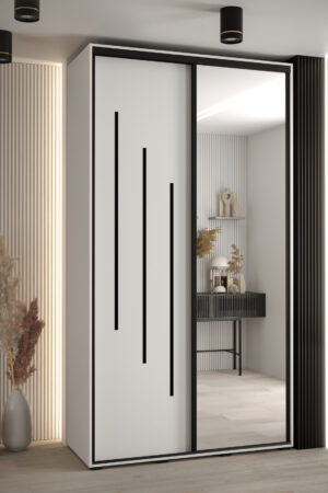 Šatní skříň Cannes 9 v bílé barvě s dubovými dveřmi