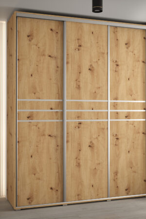 Bílá šatní skříň Cannes 10 s dubovými dveřmi