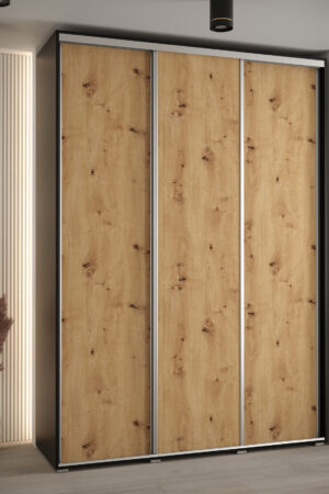 Šatní skříň Cannes 1 s bílým korpusem a dubovými dveřmi