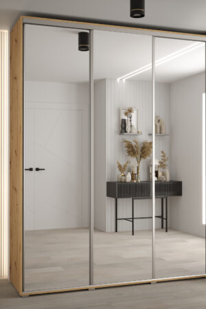 Šatní skříň Cannes 2 s bílým korpusem a zrcadlem